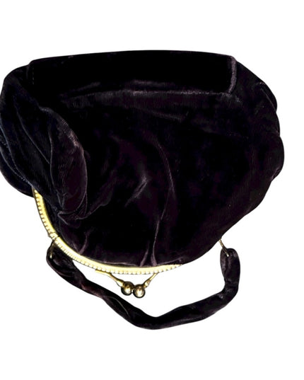 Elegant Vintage Velvet Blue Handbag Wristlet 1940s