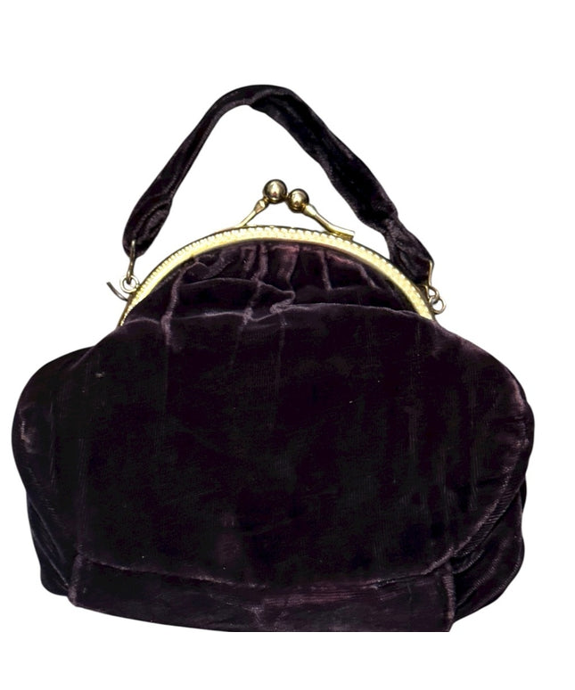 Elegant Vintage Velvet Blue Handbag Wristlet 1940s