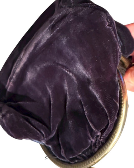 Elegant Vintage Velvet Blue Handbag Wristlet 1940s
