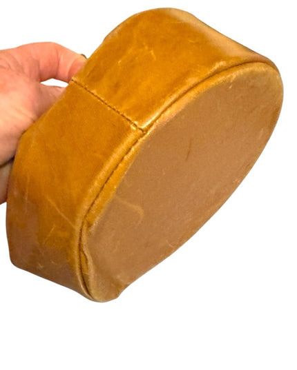 Elegant Antique Mens Leather Tan Drawstring Collar Pouch bag