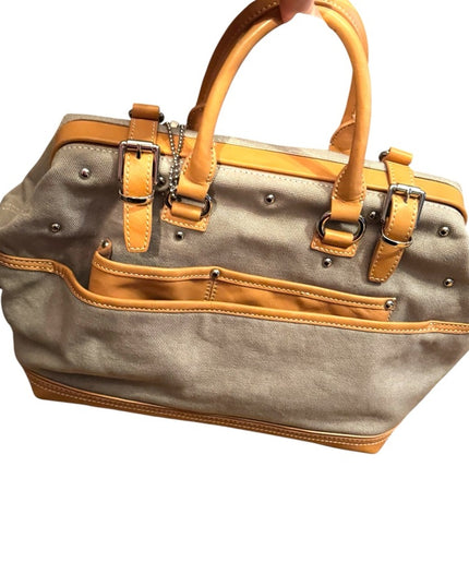 Stylish DKNY Rare Tan Leather & Canvas Drs Handbag purse Crossbody