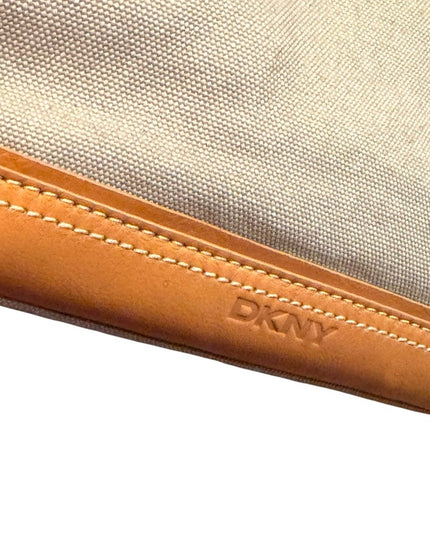 Stylish DKNY Rare Tan Leather & Canvas Drs Handbag purse Crossbody