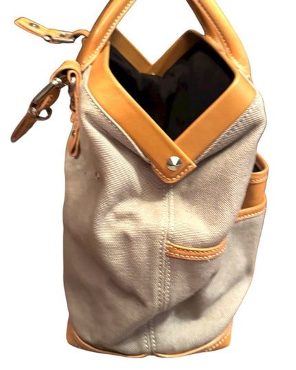 Stylish DKNY Rare Tan Leather & Canvas Drs Handbag purse Crossbody