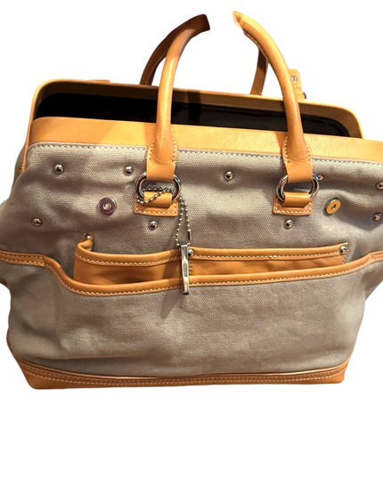 Stylish DKNY Rare Tan Leather & Canvas Drs Handbag purse Crossbody