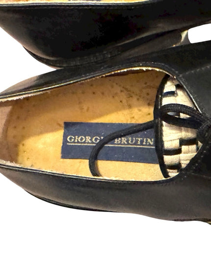 Giorgio Brutini Black and Cream Woven Oxfords LIKE NEW Vintage