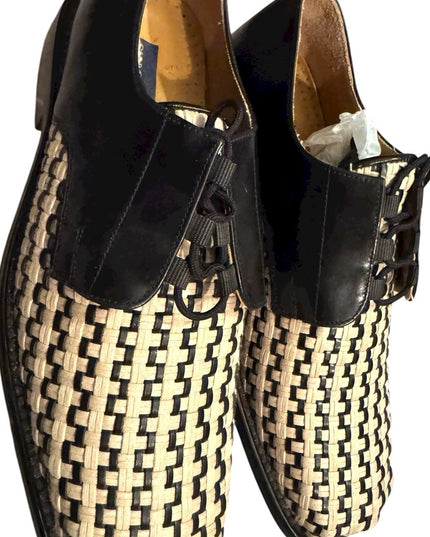Giorgio Brutini Black and Cream Woven Oxfords LIKE NEW Vintage