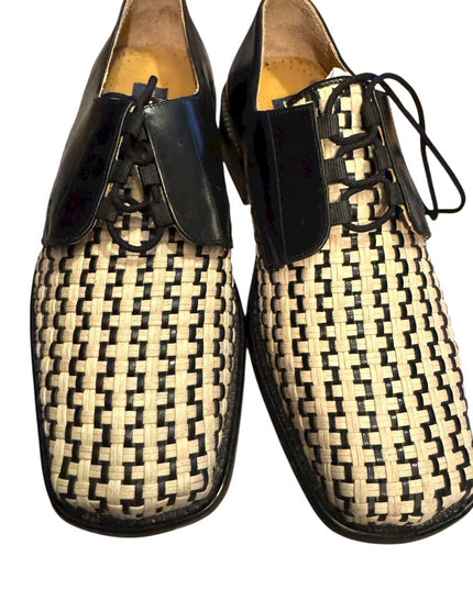 Giorgio Brutini Black and Cream Woven Oxfords LIKE NEW Vintage
