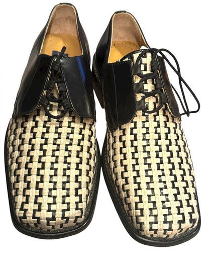 Giorgio Brutini Black and Cream Woven Oxfords LIKE NEW Vintage