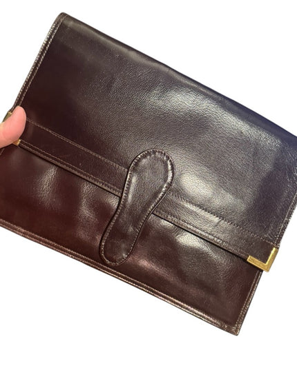 Elegant Stunning Pierre Cardin Burgundy Leather Clutch Shoulder Bag