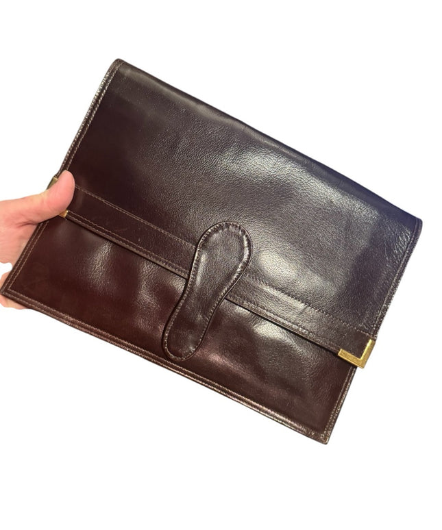 Elegant Stunning Pierre Cardin Burgundy Leather Clutch Shoulder Bag