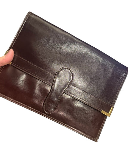 Elegant Stunning Pierre Cardin Burgundy Leather Clutch Shoulder Bag