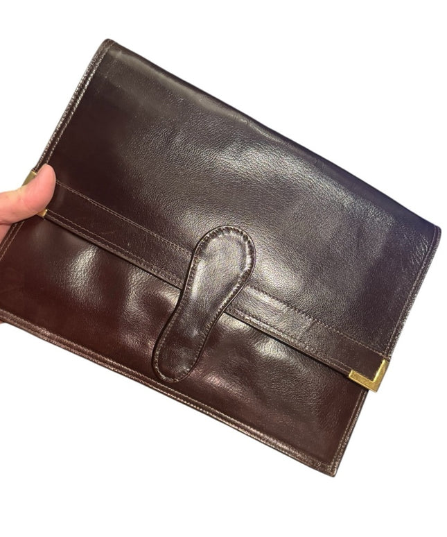 Elegant Stunning Pierre Cardin Burgundy Leather Clutch Shoulder Bag