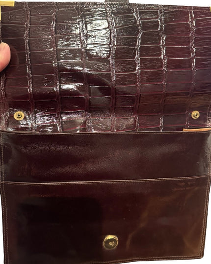 Elegant Stunning Pierre Cardin Burgundy Leather Clutch Shoulder Bag