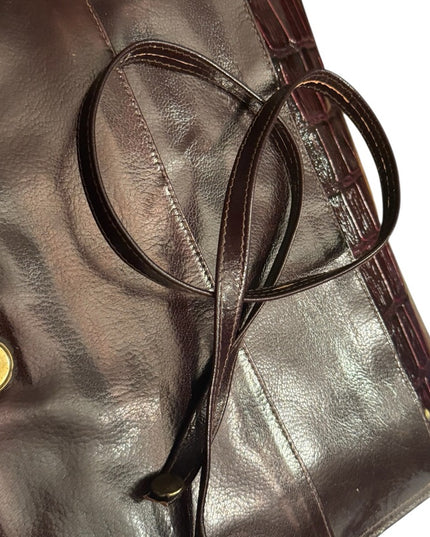 Elegant Stunning Pierre Cardin Burgundy Leather Clutch Shoulder Bag