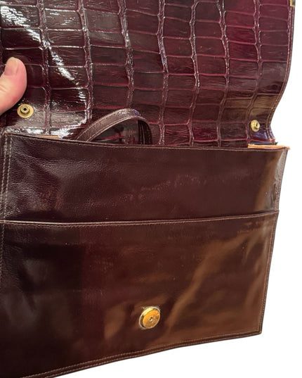 Elegant Stunning Pierre Cardin Burgundy Leather Clutch Shoulder Bag