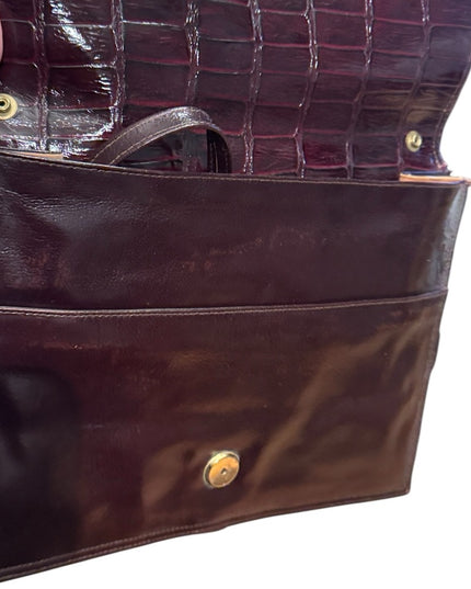 Elegant Stunning Pierre Cardin Burgundy Leather Clutch Shoulder Bag