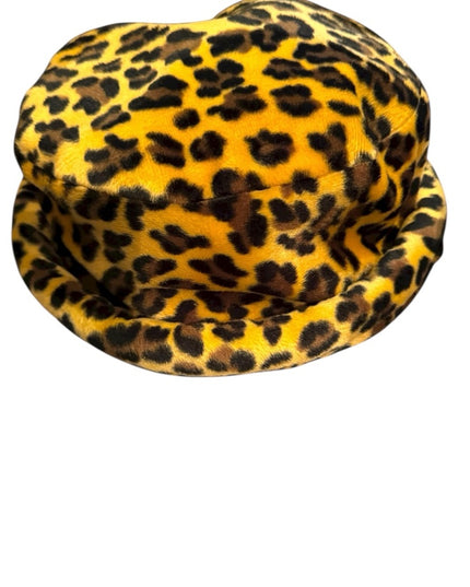 Vintage Liz Claiborne  Black Leopard Print Faux fur Hats 7”