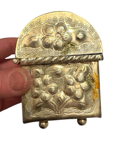 Floral Vintage Flowers Velvet lined Heavy Embossed Silver Trinket Box