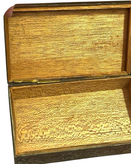 Intricate Antique Chinese  Dragon etched Design Brass Box