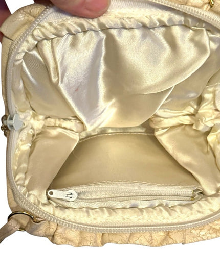 Elegant Vintage Chain Mail Mesh Cream leather & metal Women's Small Shoulder Bag