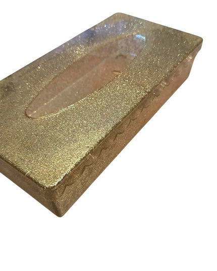 Gold 1950s Wall or table Glitter Soeckle Hinged Tissue Box