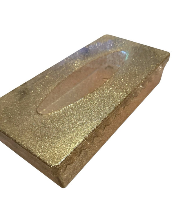 Gold 1950s Wall or table Glitter Soeckle Hinged Tissue Box