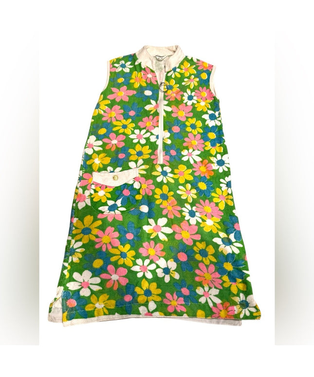 Floral Vintage 1950s Womens Swim Bath Terry Cloth dress