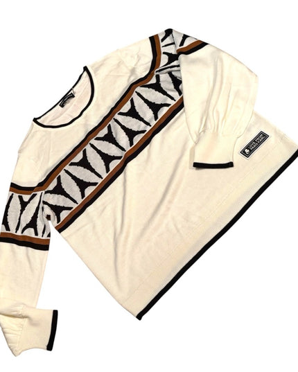 Karl Lagerfeld Retired Tossed Eiffel Tower Sweater In Ivory XL