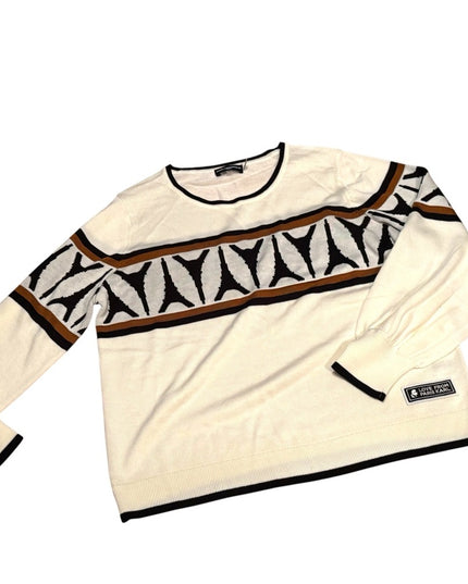 Karl Lagerfeld Retired Tossed Eiffel Tower Sweater In Ivory XL