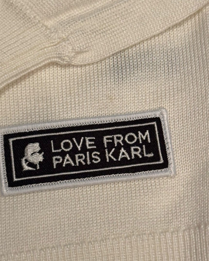 Karl Lagerfeld Retired Tossed Eiffel Tower Sweater In Ivory XL