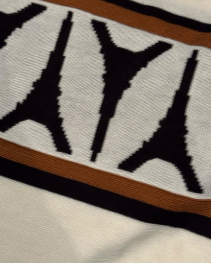 Karl Lagerfeld Retired Tossed Eiffel Tower Sweater In Ivory XL