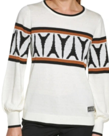 Karl Lagerfeld Retired Tossed Eiffel Tower Sweater In Ivory XL