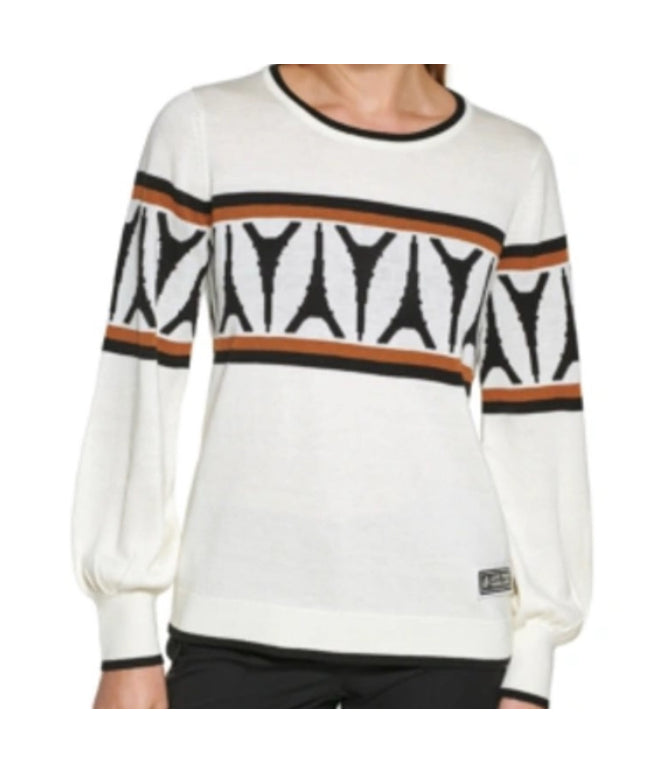 Karl Lagerfeld Retired Tossed Eiffel Tower Sweater In Ivory XL