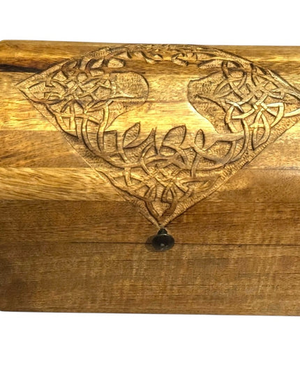 Wooden Vintagr Tree of Life  Carved Celtic Design Trinket Box Jewelry Tarot