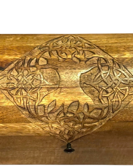 Wooden Vintagr Tree of Life  Carved Celtic Design Trinket Box Jewelry Tarot