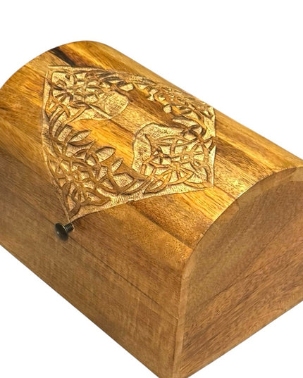 Wooden Vintagr Tree of Life  Carved Celtic Design Trinket Box Jewelry Tarot