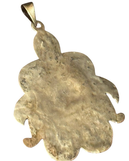 Elegant Vintsge Mexico Abalone Large Turtle 925  Iridescent Pendant