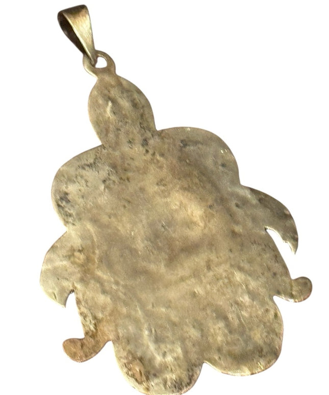 Elegant Vintsge Mexico Abalone Large Turtle 925  Iridescent Pendant
