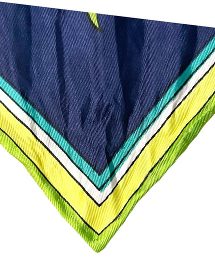 Vintage 1960s Paisley blue green yellow scarf ornate design