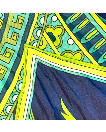 Vintage 1960s Paisley blue green yellow scarf ornate design