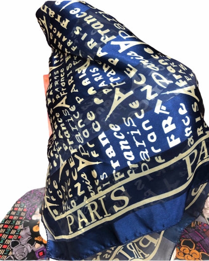 Blue Paris Eiffel Tower poly large scarf wrap