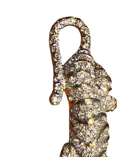 Massive Runway Sparkling Rhinestone Gold Plt Crystal Tiger Brooch Green Eyes