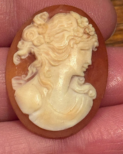 Vintage Stunning Carved Shell Cameo Brooch Unset