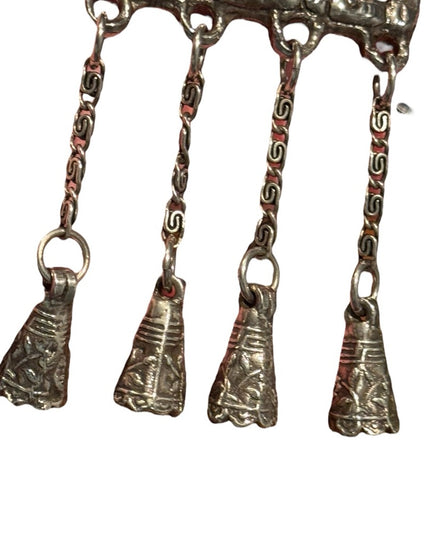 Silver Plt Vintage Antique Large Buddah Pendant Necklace with Intricate Design