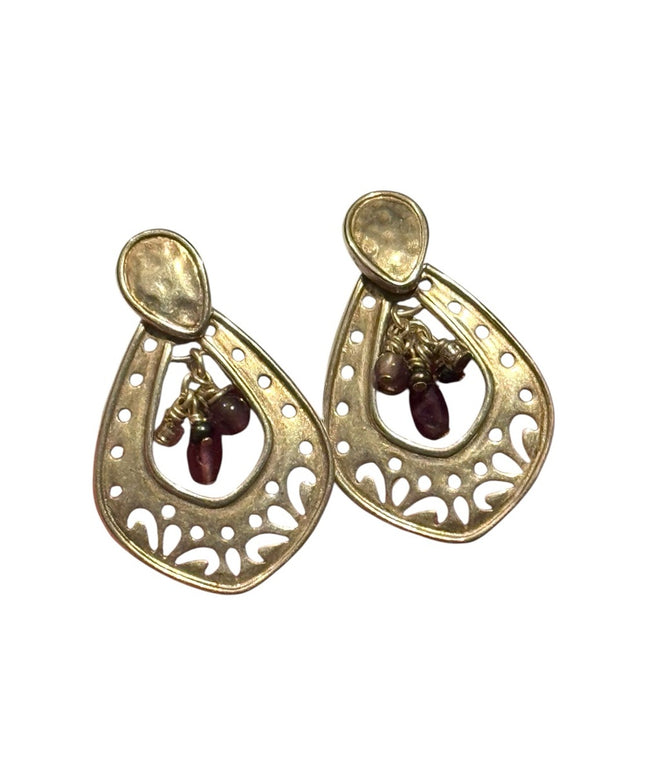 Elegant Sterling silver Dangle Purple amethyst Drop Earrings