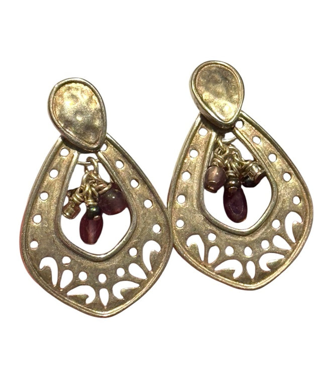 Elegant Sterling silver Dangle Purple amethyst Drop Earrings