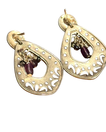 Elegant Sterling silver Dangle Purple amethyst Drop Earrings