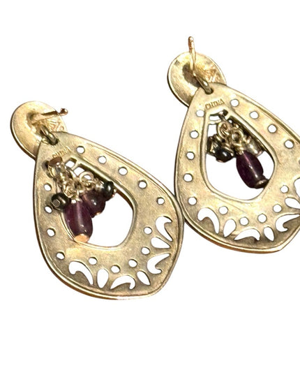 Elegant Sterling silver Dangle Purple amethyst Drop Earrings