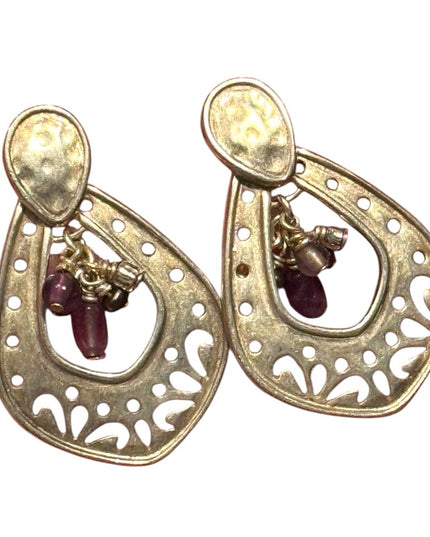 Elegant Sterling silver Dangle Purple amethyst Drop Earrings