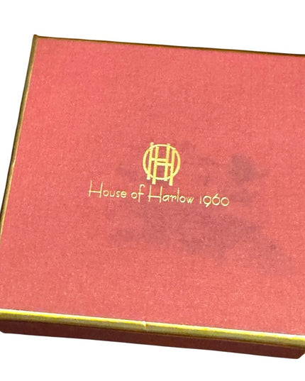 House of Harlow 1960 Gold Framed  Glass Chunky Square Crystal Earrings